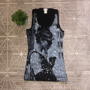 🎈Carmin LA Audrey Hepburn Sequin Racerback Tunic Tank Top